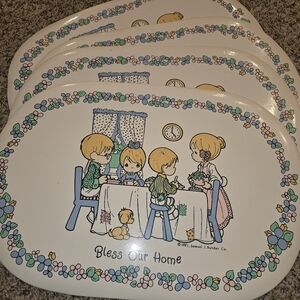 Bless Our Home Floral Border Melamine Serving Trays - Set of 4